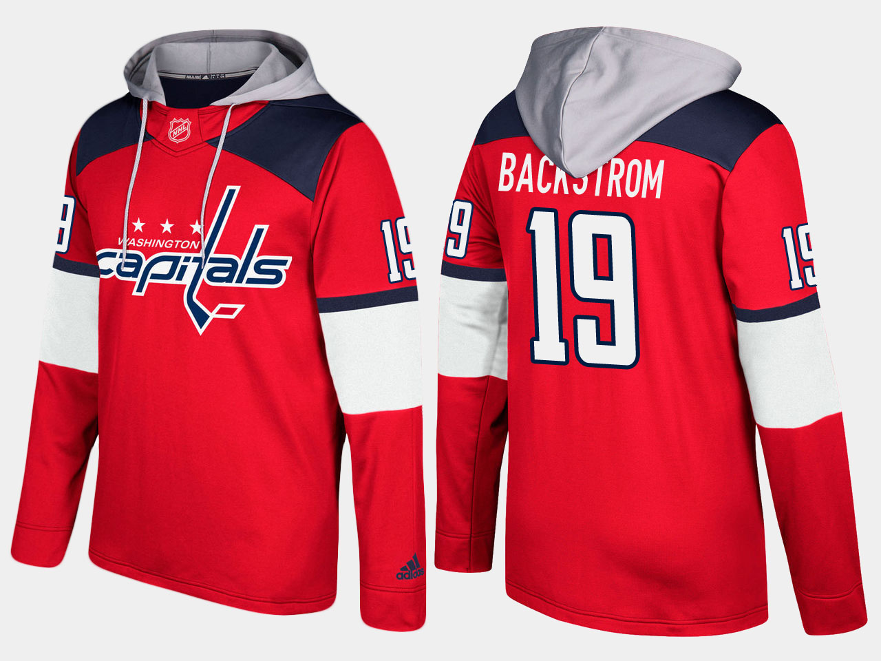 Men NHL Washington capitals #19 nicklas backstrom red hoodie